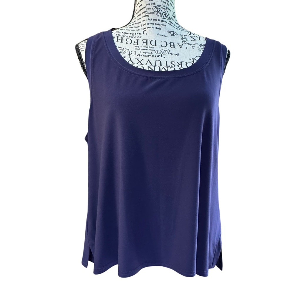 Sympli the Best Blue Sleeveless‎ Relaxed Tank Top EUC  Sz 16 Retails for $109